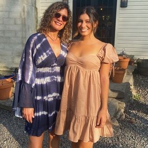 Pink/Tan Flowy Mini Dress